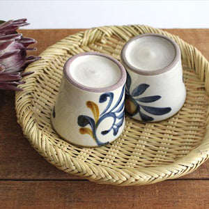 Toshin Kiln Soba Choko Blue and Brown Arabesque Small | Free Cup Tsuboya Ware Yachimun-Detail2