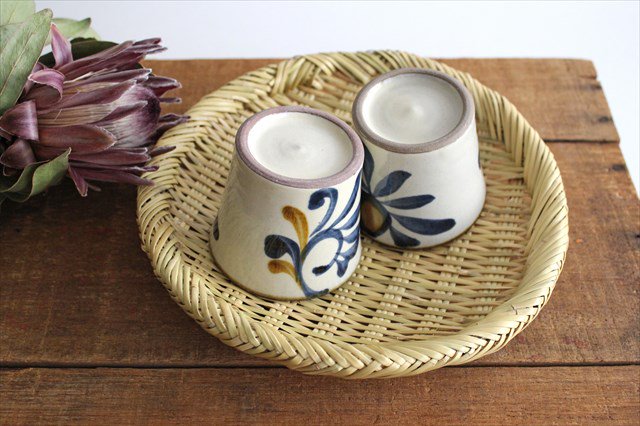 Toshin Kiln Soba Choko Blue and Brown Arabesque Small | Free Cup Tsuboya Ware Yachimun-Detail2