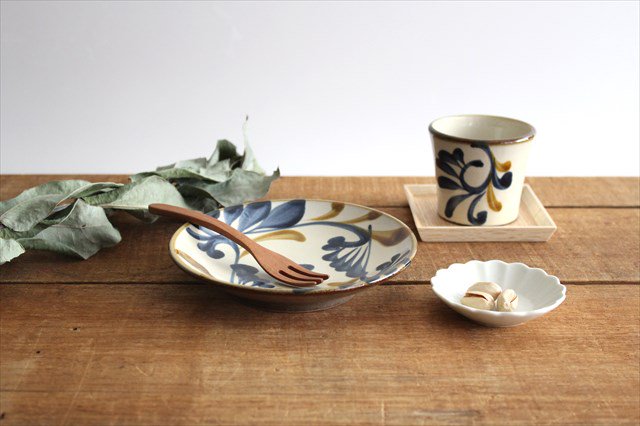 Toshin Kiln Soba Choko Blue and Brown Arabesque Small | Free Cup Tsuboya Ware Yachimun-Detail12