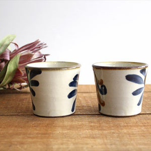 Toshin Kiln Soba Choko Blue and Brown Arabesque Small | Free Cup Tsuboya Ware Yachimun-Detail6