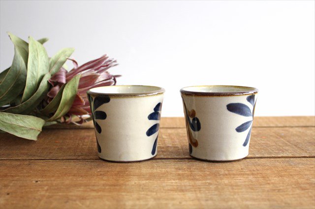 Toshin Kiln Soba Choko Blue and Brown Arabesque Small | Free Cup Tsuboya Ware Yachimun-Detail6
