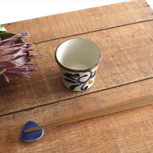 Toshin Kiln Soba Choko Blue and Brown Arabesque Small | Free Cup Tsuboya Ware Yachimun-Detail9