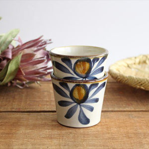 Toshin Kiln Soba Choko Blue and Brown Arabesque Small | Free Cup Tsuboya Ware Yachimun-Detail10
