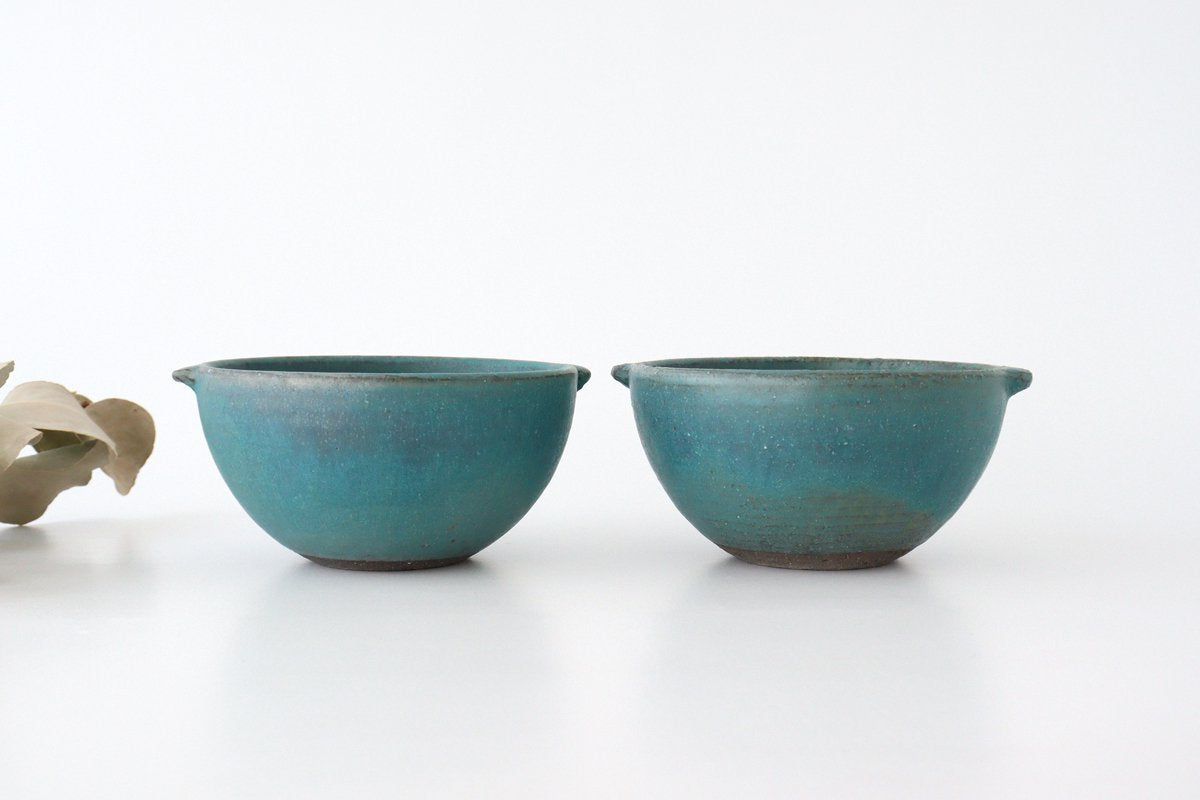Multi-bowl with Handles Turquoise Blue | Serving Bowl Mino Ware