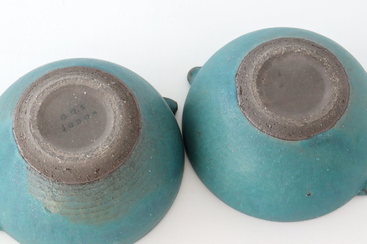 Multi-bowl with Handles Turquoise Blue | Serving Bowl Mino Ware
