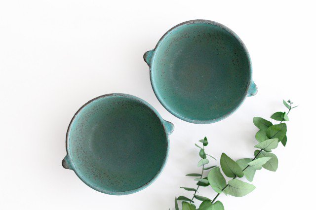 Multi-bowl with Handles Turquoise Blue | Serving Bowl Mino Ware