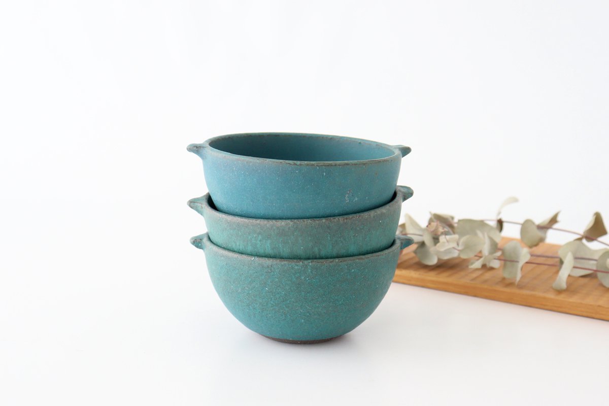 Multi-bowl with Handles Turquoise Blue | Serving Bowl Mino Ware