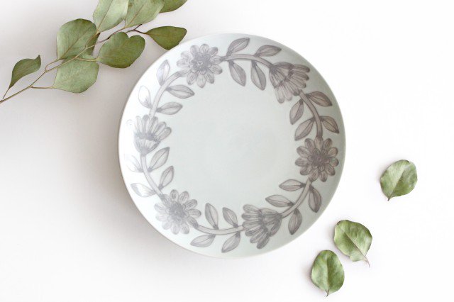Round Plate Daisy Gray 22㎝/8.6in | Hasami Ware