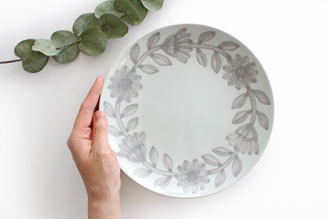 Round Plate Daisy Gray 22㎝/8.6in | Hasami Ware