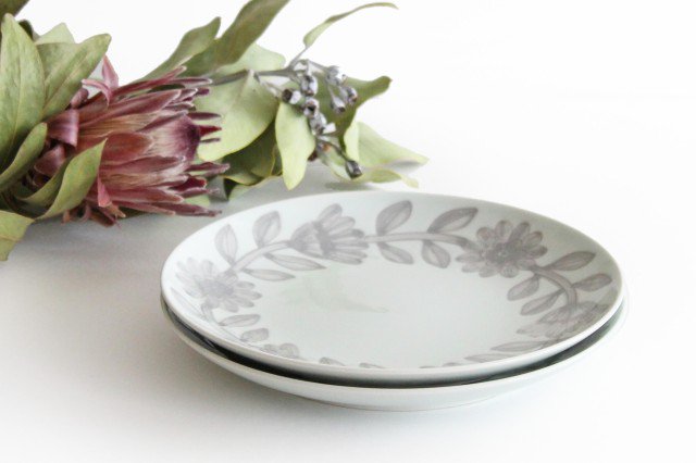 Round Plate Daisy Gray 22㎝/8.6in | Hasami Ware