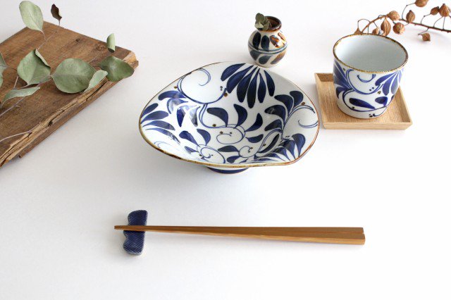 Deformed Bowl Blue Arabesque M | Serving Bowl Hasami Ware
