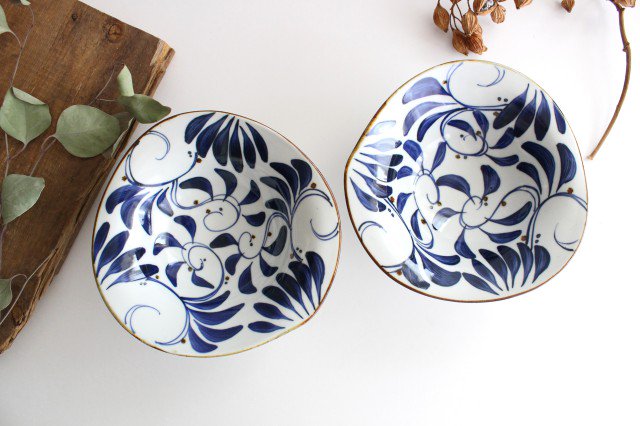 Deformed Bowl Blue Arabesque M | Serving Bowl Hasami Ware