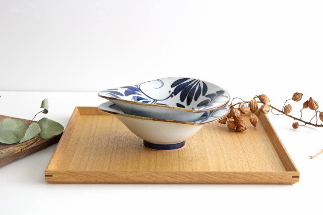 Deformed Bowl Blue Arabesque M | Serving Bowl Hasami Ware
