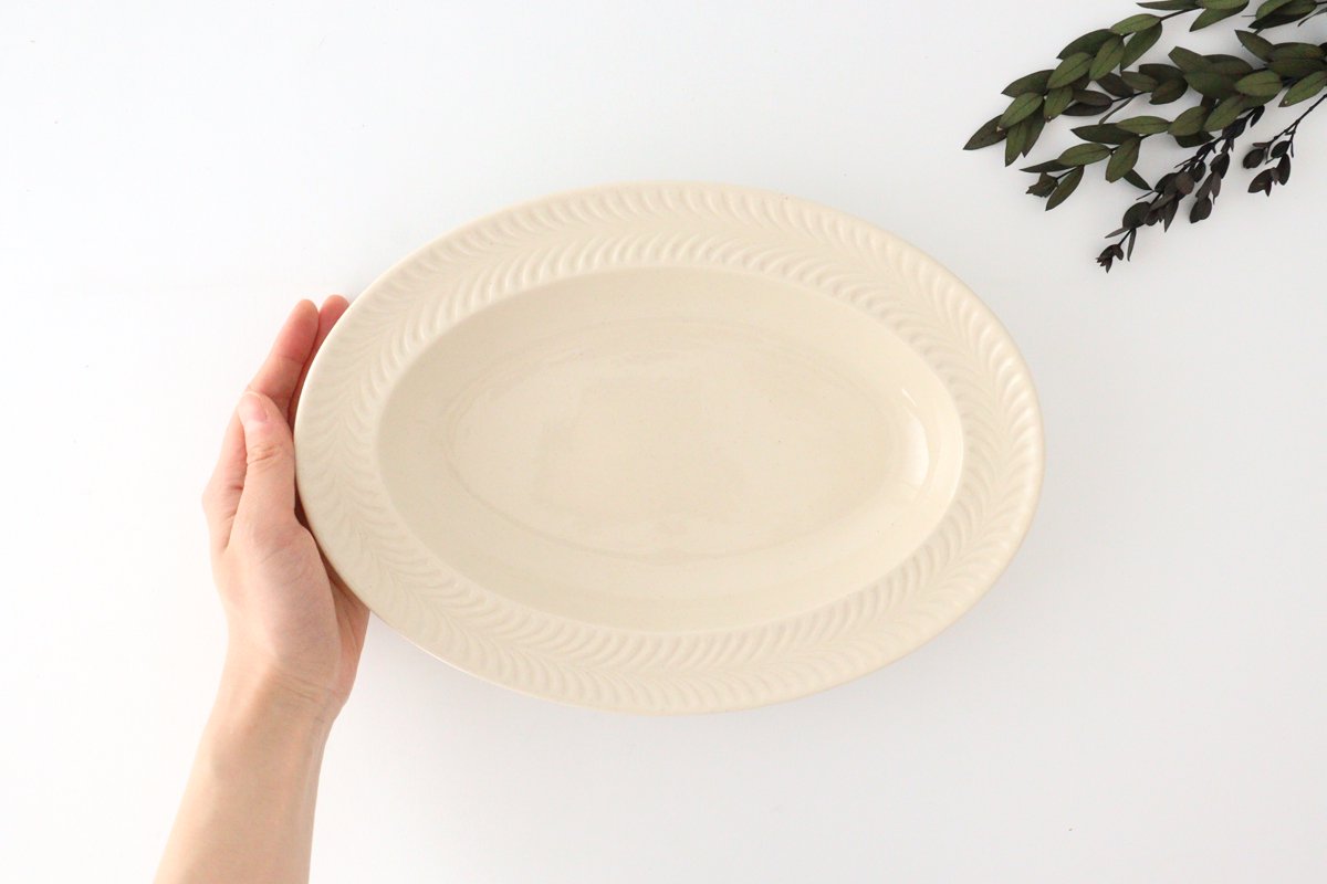 Oval Plate Rosemary Ivory | Hasami Ware