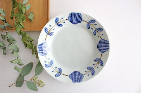 Koyo Kiln Round Plate Shinogi Flower Wreath 21cm/8.3in| Arita Ware-TOP