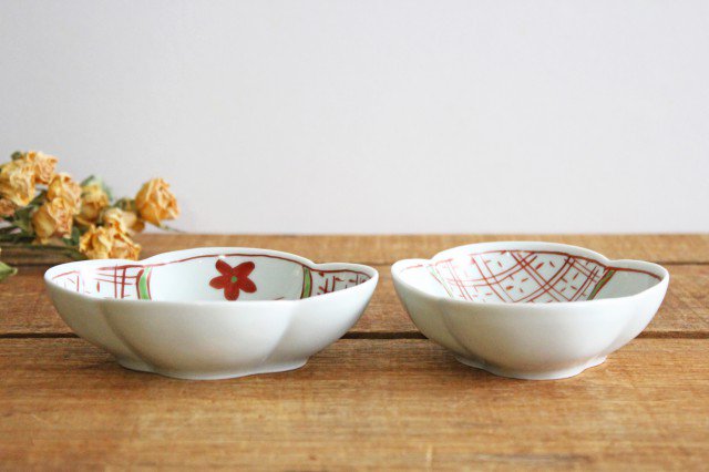 Koyo Kiln Oval Small Bowl Red Flower | Kobachi Arita Ware