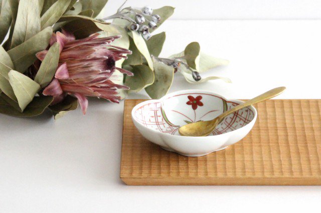 Koyo Kiln Oval Small Bowl Red Flower | Kobachi Arita Ware
