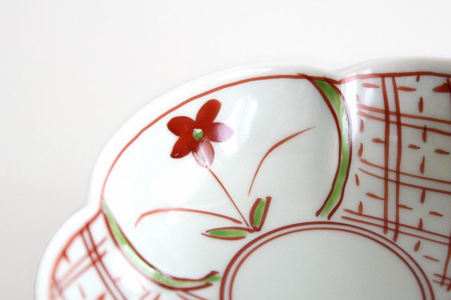 Koyo Kiln Oval Small Bowl Red Flower | Kobachi Arita Ware