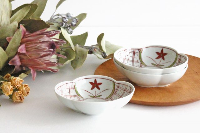 Koyo Kiln Oval Small Bowl Red Flower | Kobachi Arita Ware