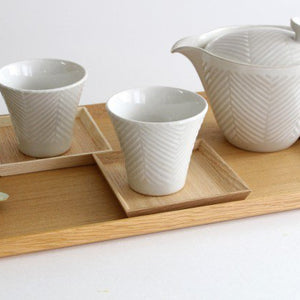 ORIME Japanese Teapot Herringbone White Large | Kyusu Hasami Ware-Detail12