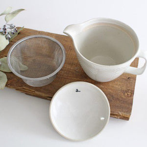 ORIME Japanese Teapot Herringbone White Large | Kyusu Hasami Ware-Detail3