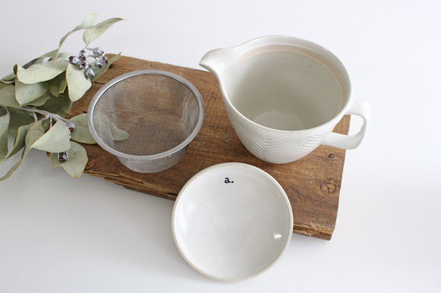 ORIME Japanese Teapot Herringbone White Large | Kyusu Hasami Ware-Detail3