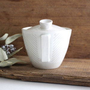 ORIME Japanese Teapot Herringbone White Large | Kyusu Hasami Ware-Detail5