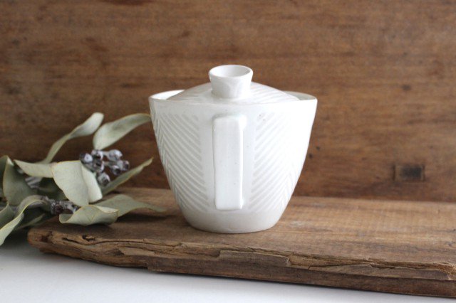 ORIME Japanese Teapot Herringbone White Large | Kyusu Hasami Ware-Detail5