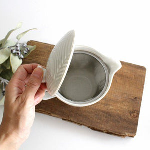 ORIME Japanese Teapot Herringbone White Large | Kyusu Hasami Ware-Detail8