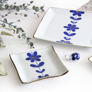 Square Plate Blue Flower 12cm/4.7in | Sushi Plate Hasami Ware-Detail12