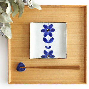 Square Plate Blue Flower 12cm/4.7in | Sushi Plate Hasami Ware-Detail4