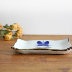 Square Plate Blue Flower 12cm/4.7in | Sushi Plate Hasami Ware-Detail5