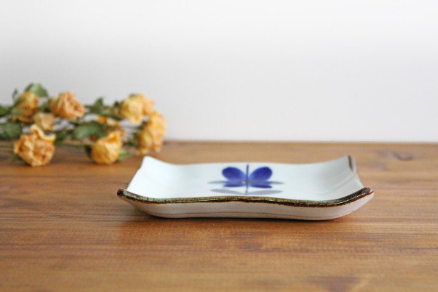 Square Plate Blue Flower 12cm/4.7in | Sushi Plate Hasami Ware-Detail5