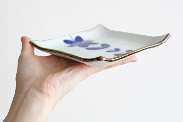 Square Plate Blue Flower 12cm/4.7in | Sushi Plate Hasami Ware-Detail6