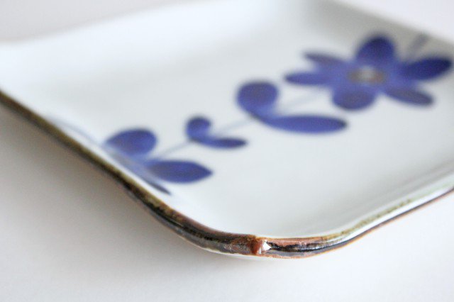 Square Plate Blue Flower 12cm/4.7in | Sushi Plate Hasami Ware-Detail8