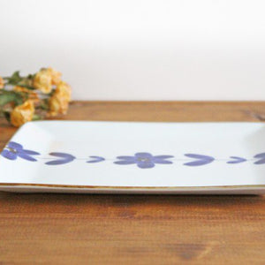Square Plate Hand  Blue Flower 21cm/8.3in  | Sushi Plate Hasami Ware-Detail2