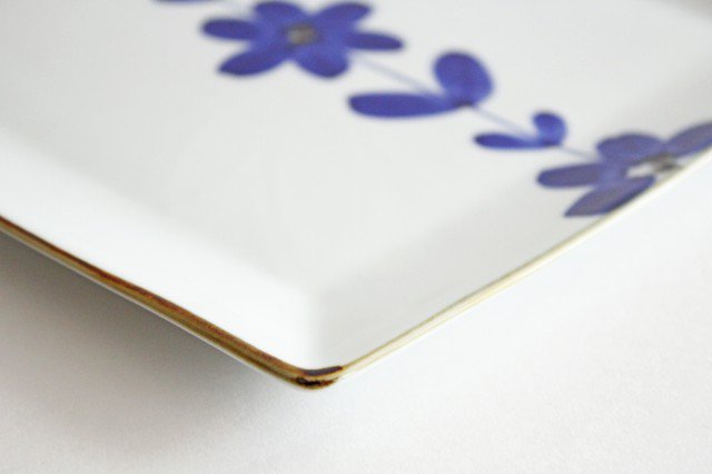 Square Plate Hand  Blue Flower 21cm/8.3in  | Sushi Plate Hasami Ware-Detail8