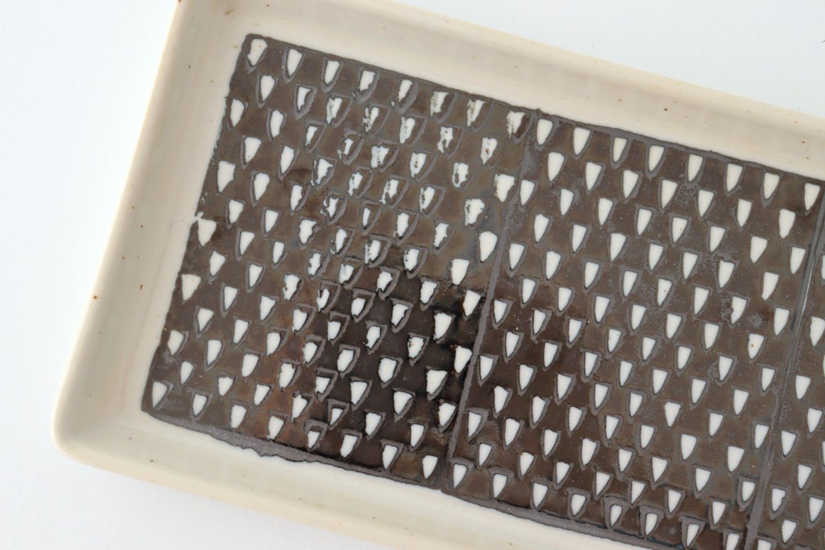 ORIME Rectangle Plate Pique Brown | Sushi Plate Hasami Ware-Detail11