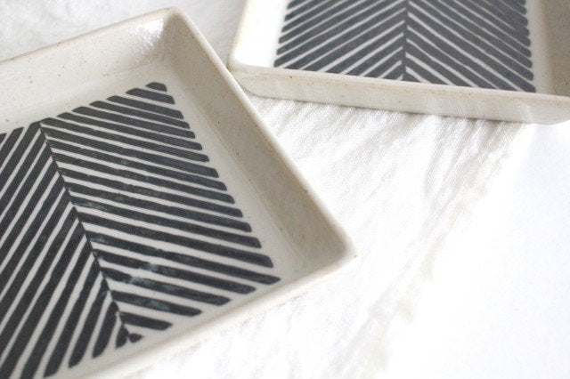ORIME Square Plate Herringbone Brown | Hasami Ware