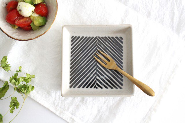 ORIME Square Plate Herringbone Brown | Hasami Ware