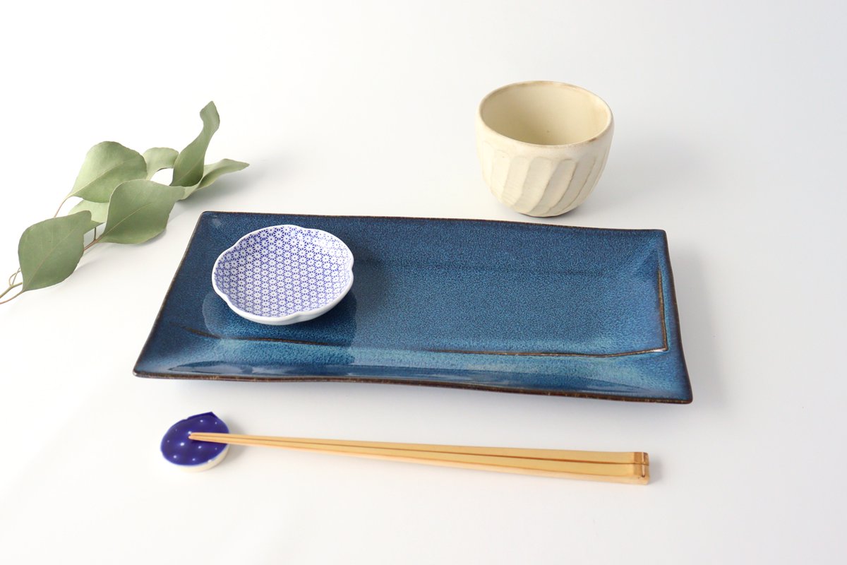 ORLO Long Square Plate Indigo Blue L | Sushi Plate Mino Ware