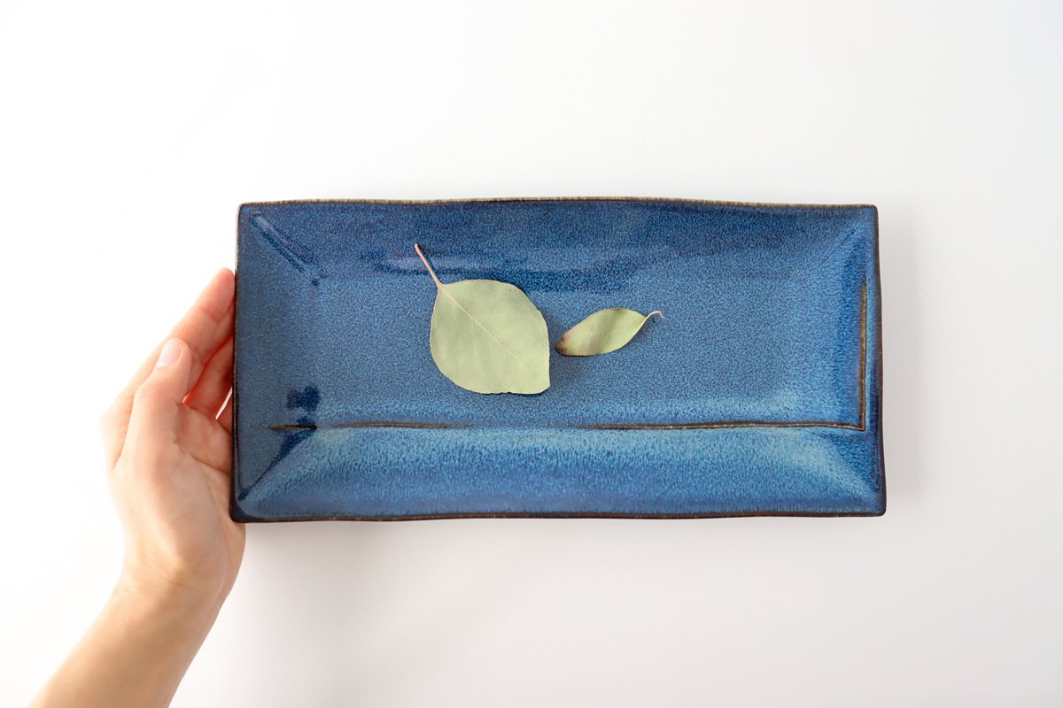 ORLO Long Square Plate Indigo Blue L | Sushi Plate Mino Ware