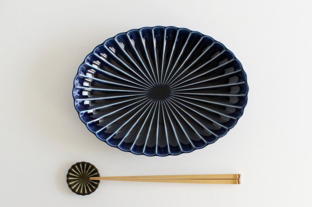 Giyaman Oval Large Plate Blue | Mino Ware
