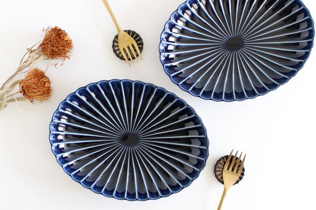 Giyaman Oval Large Plate Blue | Mino Ware