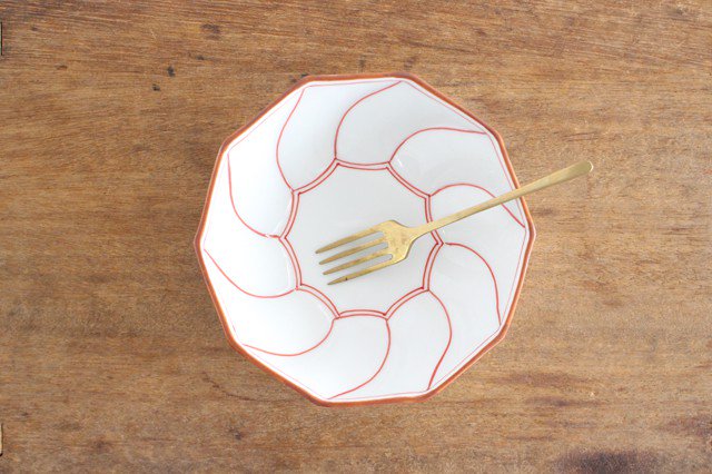 Decagonal Small Bowl Blue Red | Kobachi Hasami Ware