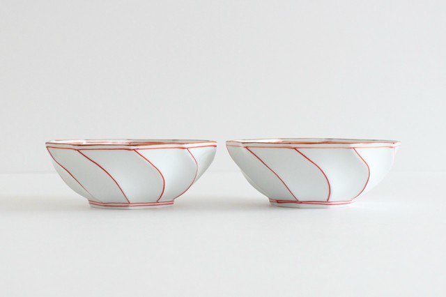Decagonal Small Bowl Blue Red | Kobachi Hasami Ware