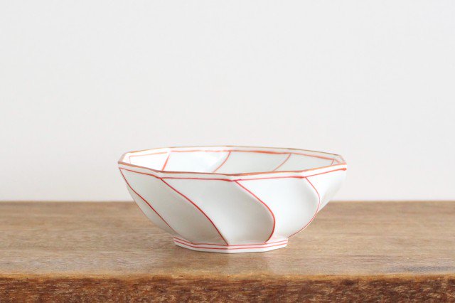 Decagonal Small Bowl Blue Red | Kobachi Hasami Ware