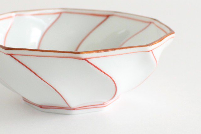 Decagonal Small Bowl Blue Red | Kobachi Hasami Ware