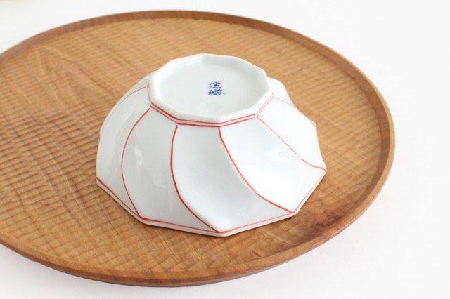 Decagonal Small Bowl Blue Red | Kobachi Hasami Ware