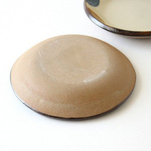 Toshin Kiln Round Plate Brown and Blue Dots 15cm/5.9in | Tsuboya Ware Yachimun-Detail2